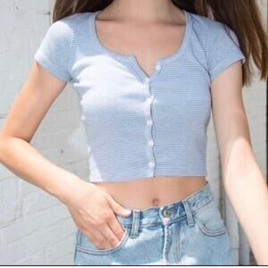 Brandy Melville Zelly Blue Striped Shirt